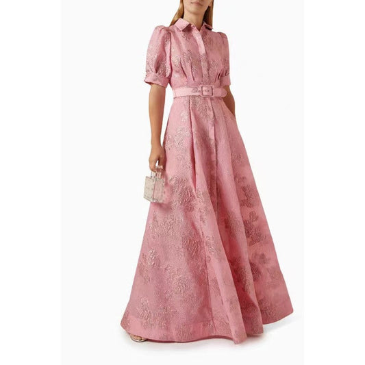 Elegant French Vintage Style Fitted Long Dress