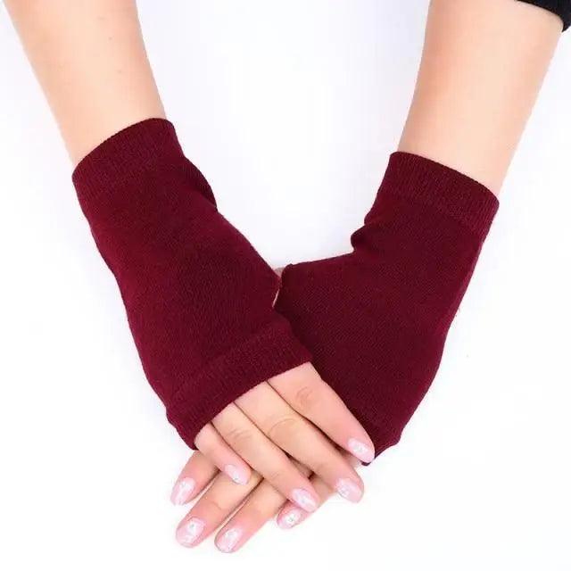 Women's Long Knitted Fingerless Half Finger Winter Gloves