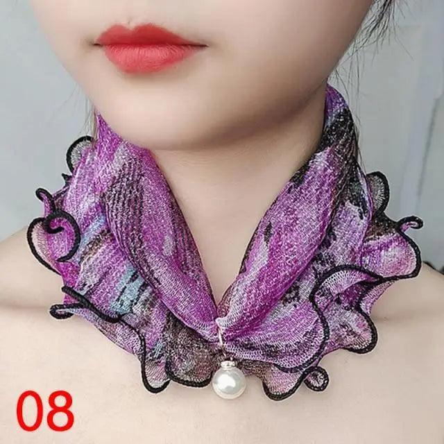 Women's Printed Satin Silk Scarf Neck Bandana