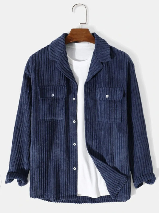 Men's Plus Size Corduroy Button Up Jacket