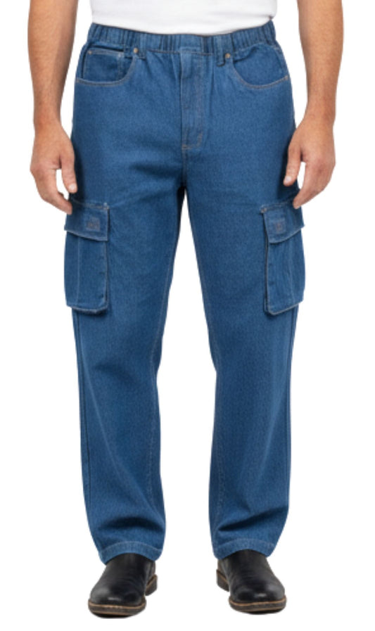 Men's Pull On Lightweight Jeans With Cargo Pockets