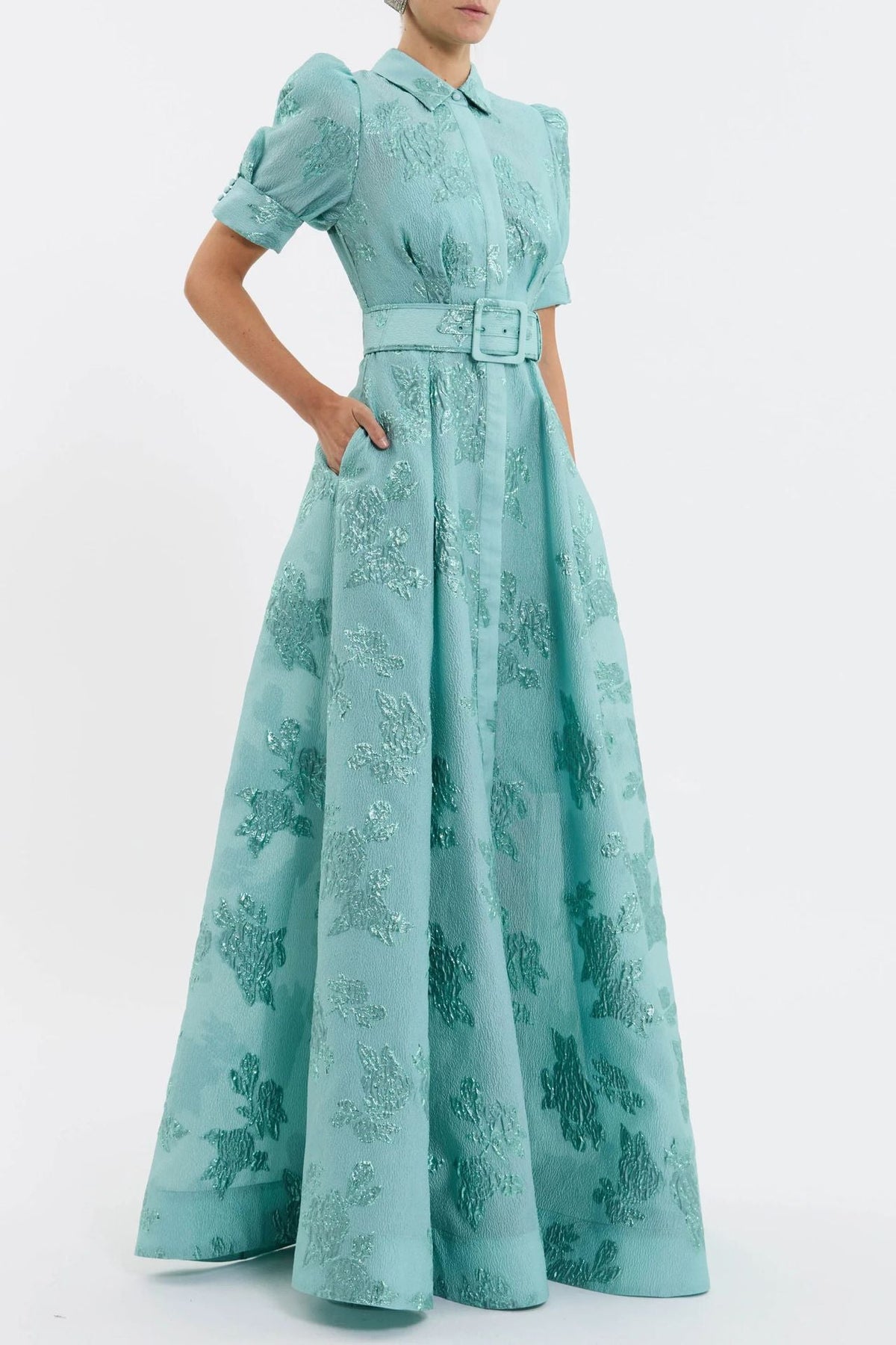 Elegant French Vintage Style Fitted Long Dress