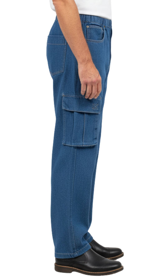 Men's Pull On Lightweight Jeans With Cargo Pockets