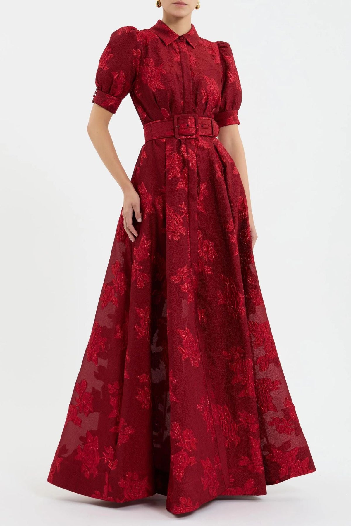 Elegant French Vintage Style Fitted Long Dress