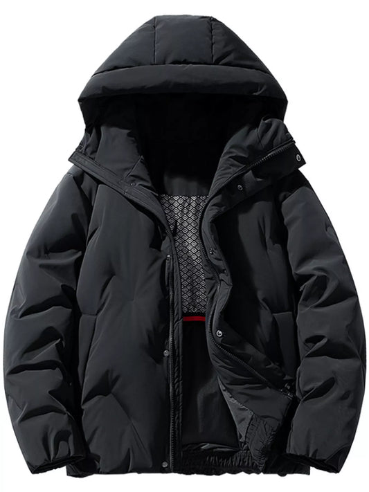 Men's Plus Size Hooded Puffer Jacket With Pockets