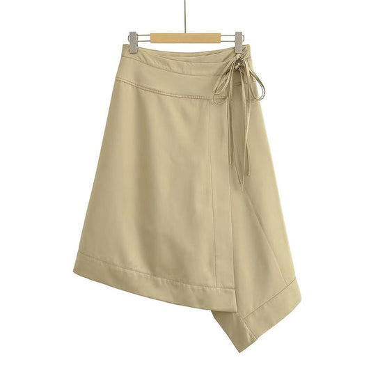 Women's Elegant Mid Waist Wrap Midi Skirt