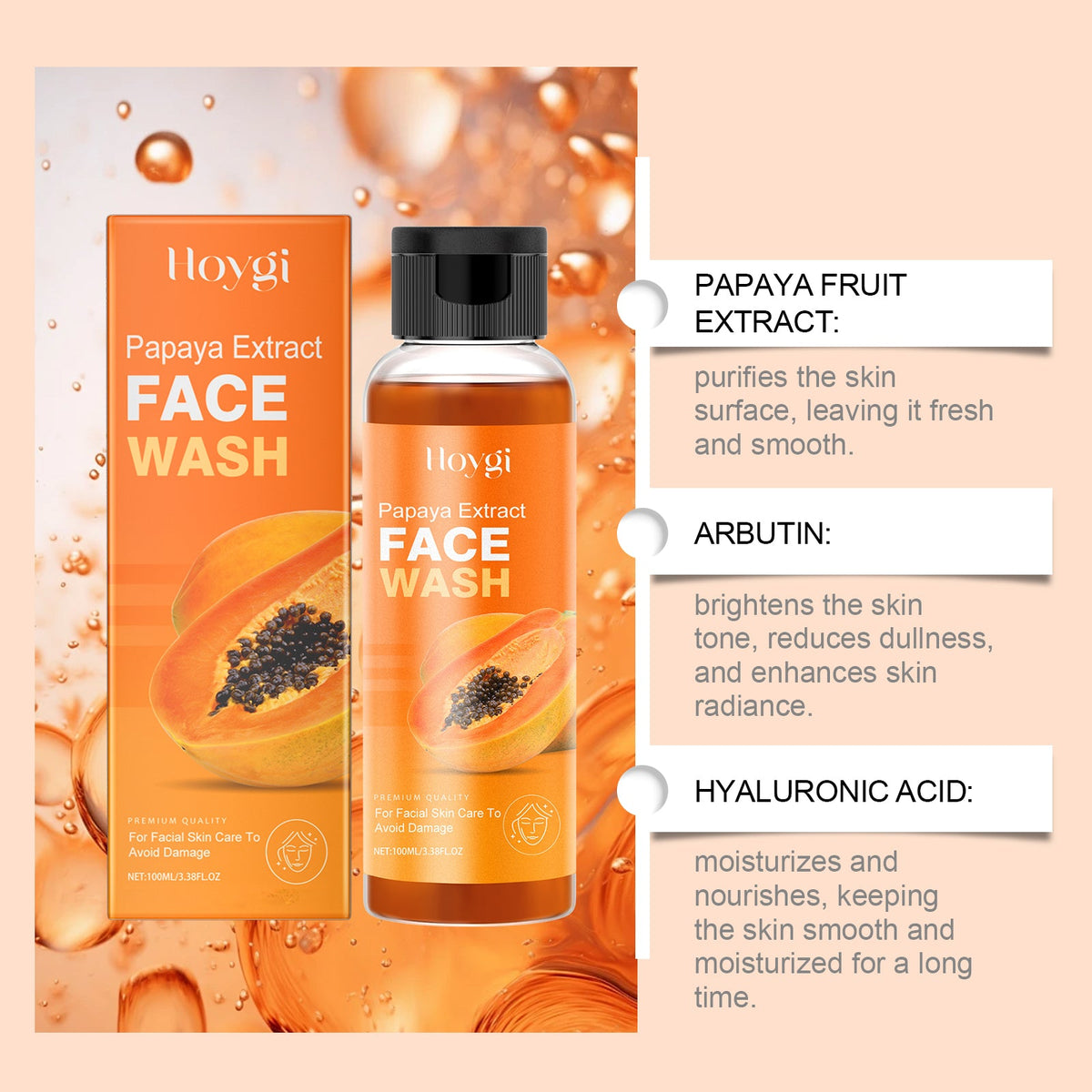 Papaya Face Wash Gentle Hydrating Moisturizing Skin Cleanser