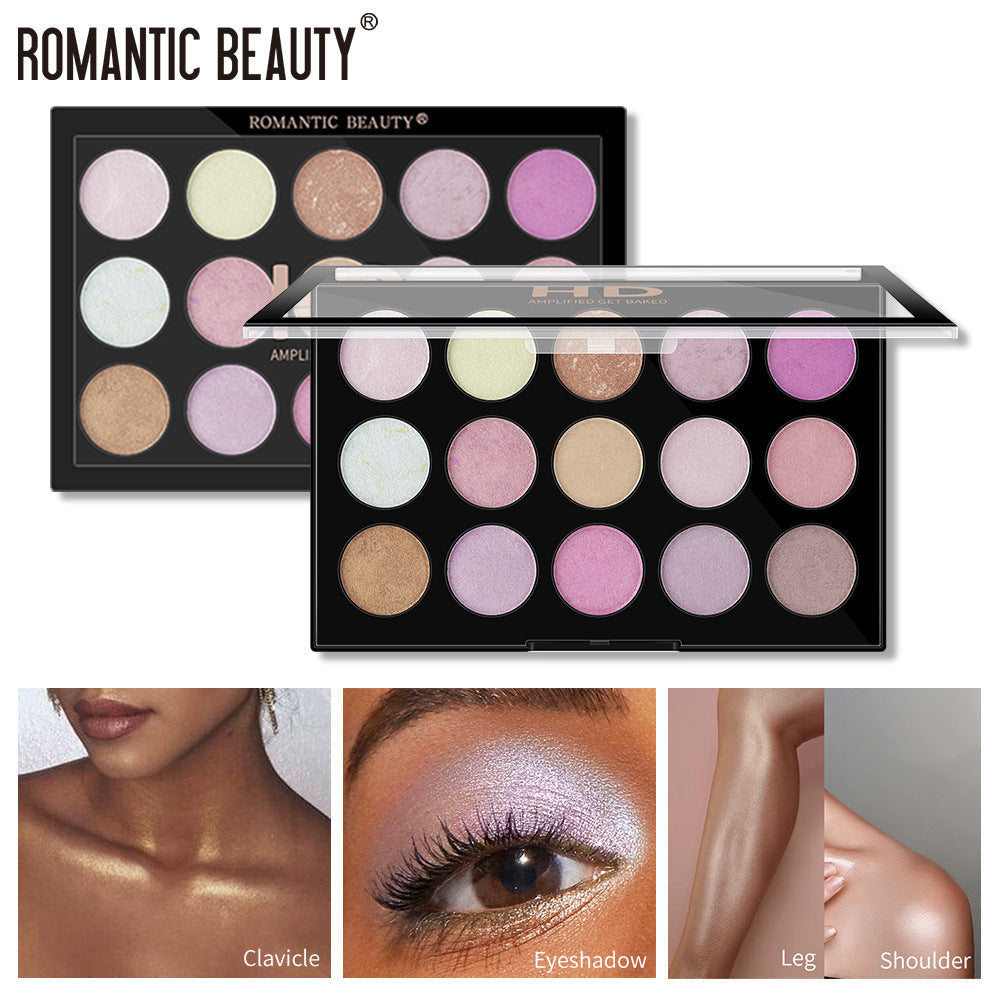 Romantic Beauty 15 Color Pearl Highlighter Makeup Palette