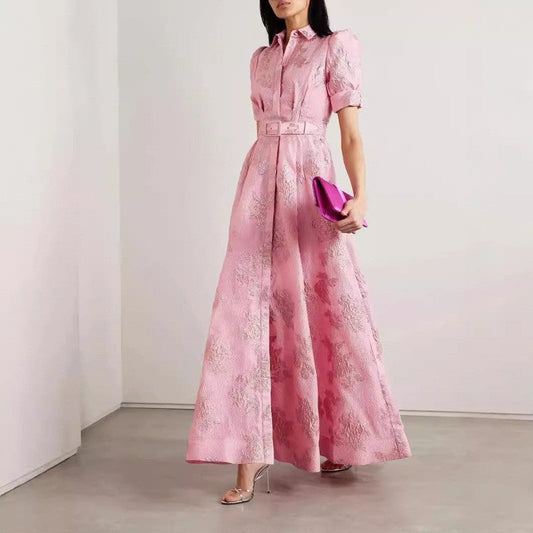 Elegant French Vintage Style Fitted Long Dress