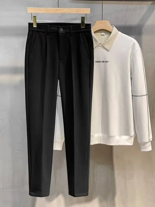 Men's Woolen Thickened Slim Straight Leg Trousers