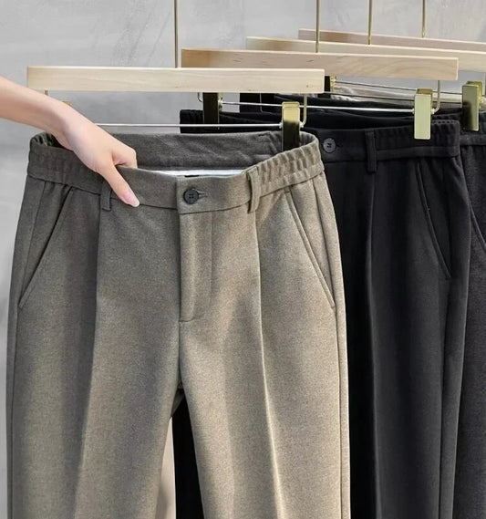 Men's Woolen Thickened Slim Straight Leg Trousers