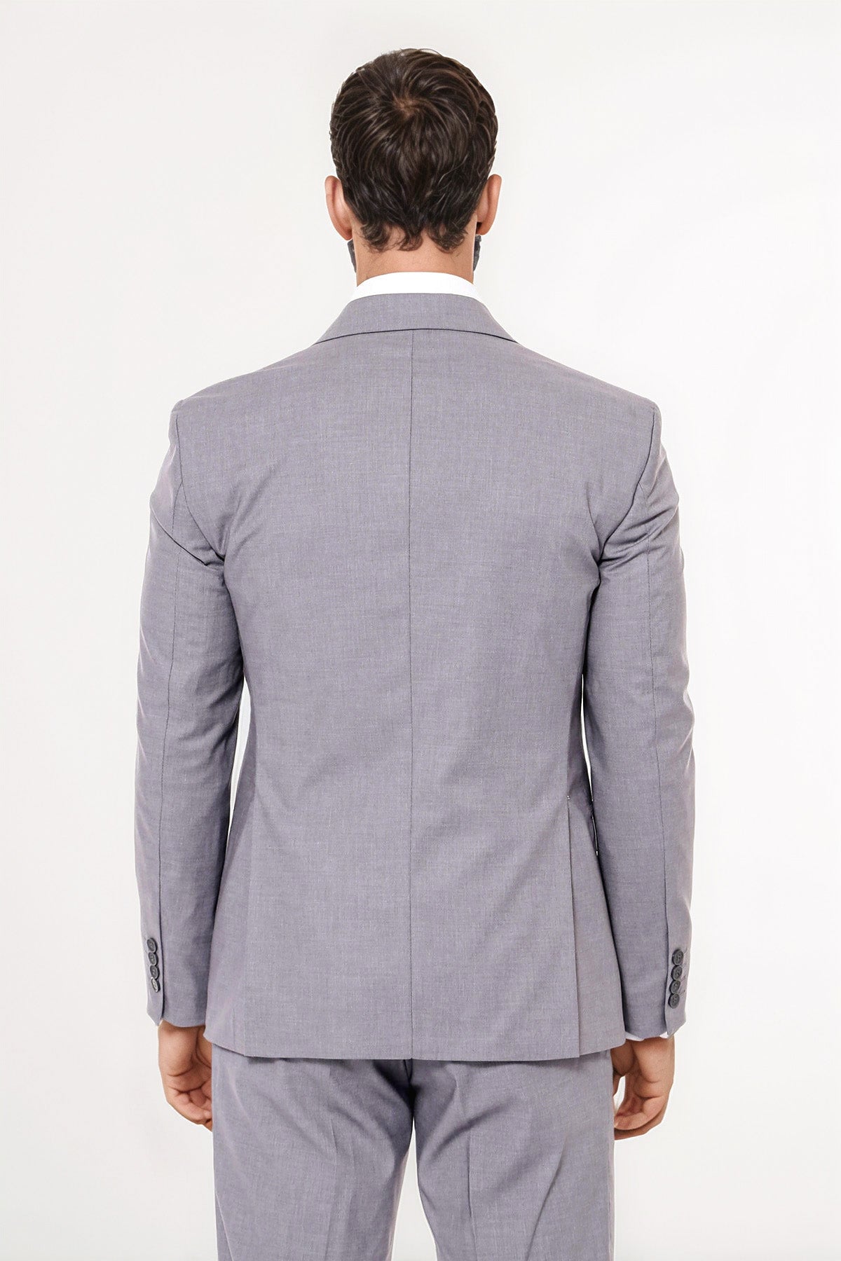 Men's Grey Plain Suit With Vest