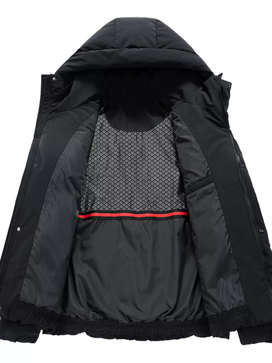 Men's Plus Size Hooded Puffer Jacket With Pockets
