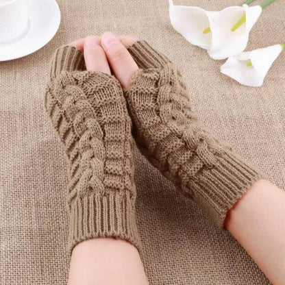 Women's Long Knitted Fingerless Half Finger Winter Gloves