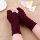 Women's Long Knitted Fingerless Half Finger Winter Gloves
