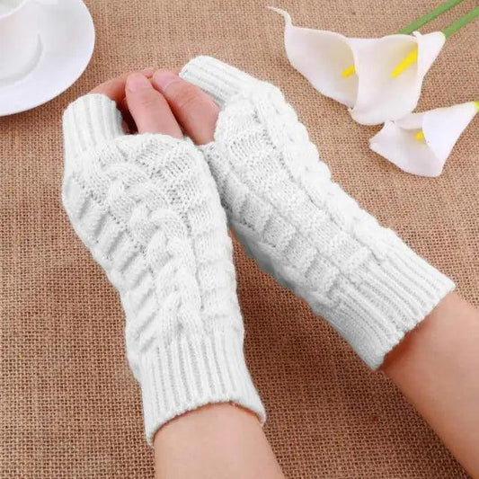 Women's Long Knitted Fingerless Half Finger Winter Gloves