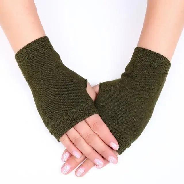 Women's Long Knitted Fingerless Half Finger Winter Gloves