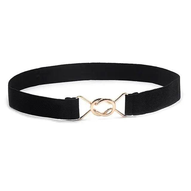 Women's Wide Fabric Stretch Belt Silver Metal Buckle