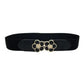 Women's Wide Fabric Stretch Belt Silver Metal Buckle