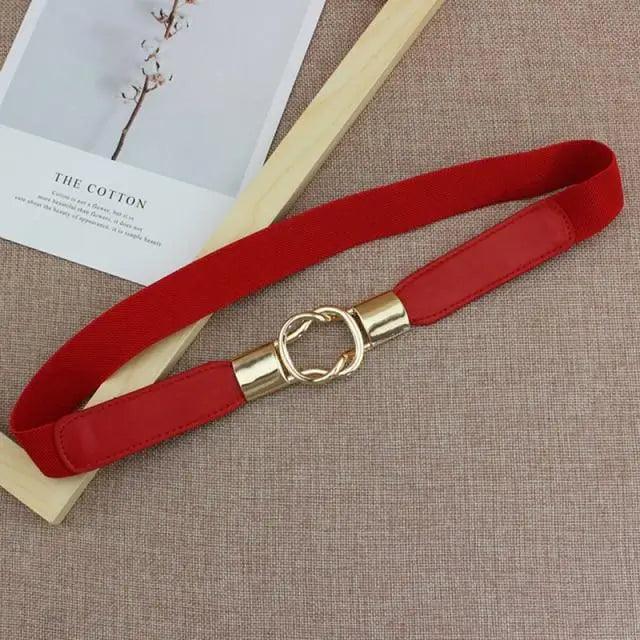 Women's Wide Fabric Stretch Belt Silver Metal Buckle