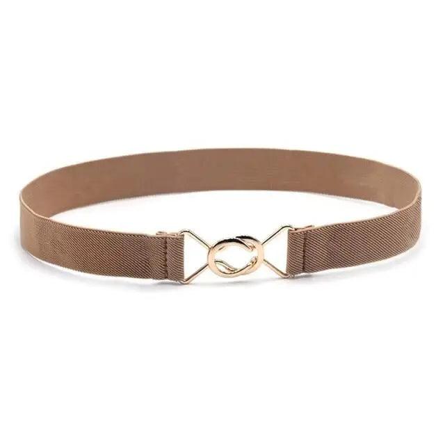 Women's Wide Fabric Stretch Belt Silver Metal Buckle