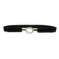 Women's Wide Fabric Stretch Belt Silver Metal Buckle