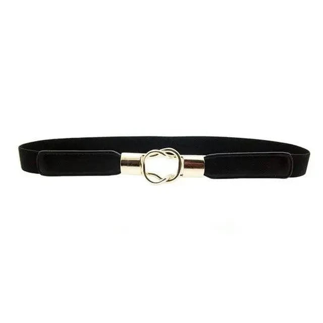 Women's Wide Fabric Stretch Belt Silver Metal Buckle