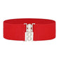 Women's Wide Fabric Stretch Belt Silver Metal Buckle
