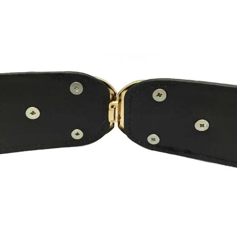 Women's Wide Fabric Stretch Belt Silver Metal Buckle