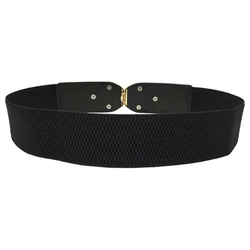 Women's Wide Fabric Stretch Belt Silver Metal Buckle