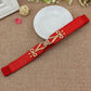 Women's Wide Fabric Stretch Belt Silver Metal Buckle