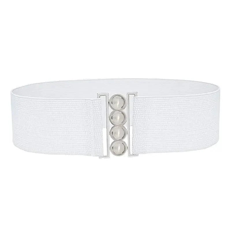 Women's Wide Fabric Stretch Belt Silver Metal Buckle