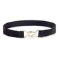 Women's Wide Fabric Stretch Belt Silver Metal Buckle