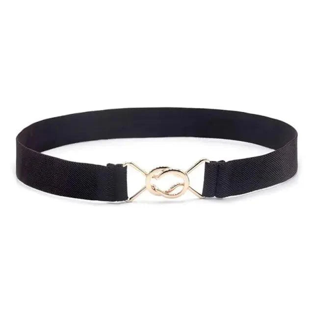 Women's Wide Fabric Stretch Belt Silver Metal Buckle