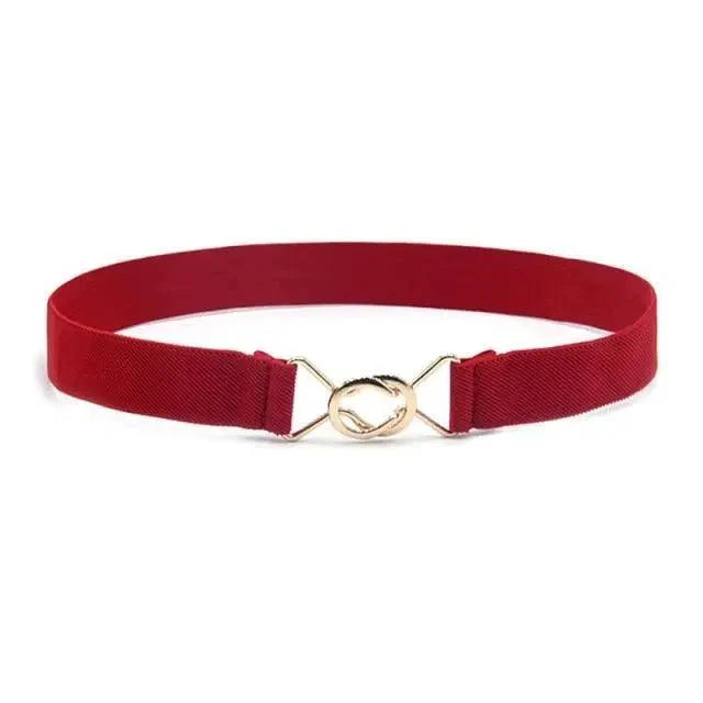Women's Wide Fabric Stretch Belt Silver Metal Buckle