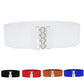 Women's Wide Fabric Stretch Belt Silver Metal Buckle
