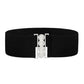 Women's Wide Fabric Stretch Belt Silver Metal Buckle