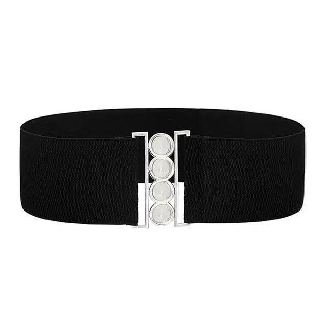 Women's Wide Fabric Stretch Belt Silver Metal Buckle