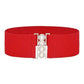 Women's Wide Fabric Stretch Belt Silver Metal Buckle