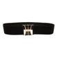 Women's Wide Fabric Stretch Belt Silver Metal Buckle