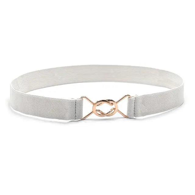 Women's Wide Fabric Stretch Belt Silver Metal Buckle