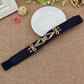 Women's Wide Fabric Stretch Belt Silver Metal Buckle