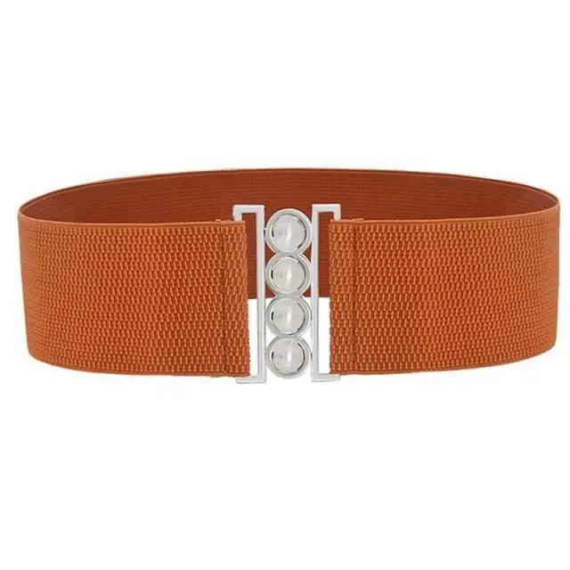Women's Wide Fabric Stretch Belt Silver Metal Buckle