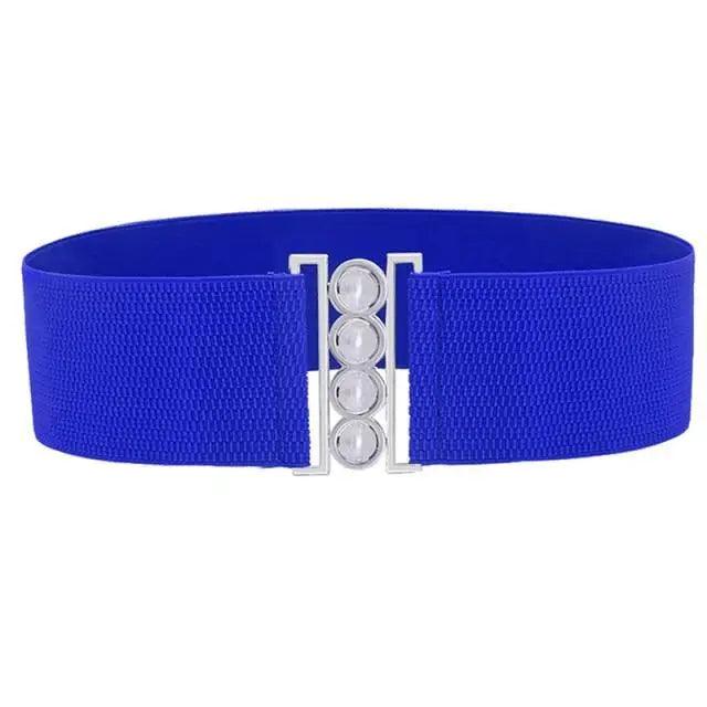 Women's Wide Fabric Stretch Belt Silver Metal Buckle