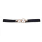 Women's Wide Fabric Stretch Belt Silver Metal Buckle