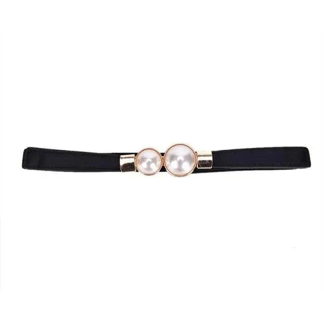Women's Wide Fabric Stretch Belt Silver Metal Buckle