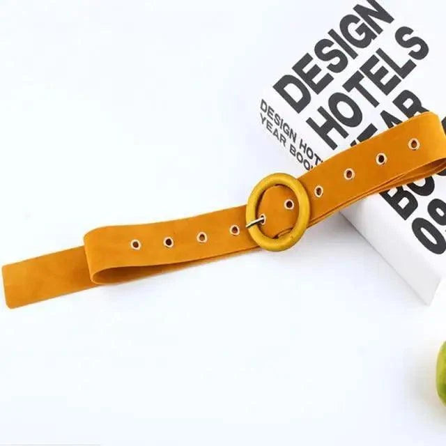 Women's Wide Fabric Stretch Belt Silver Metal Buckle