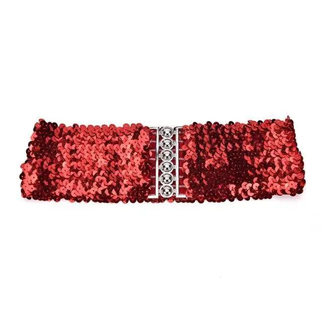 Women's Wide Fabric Stretch Belt Silver Metal Buckle