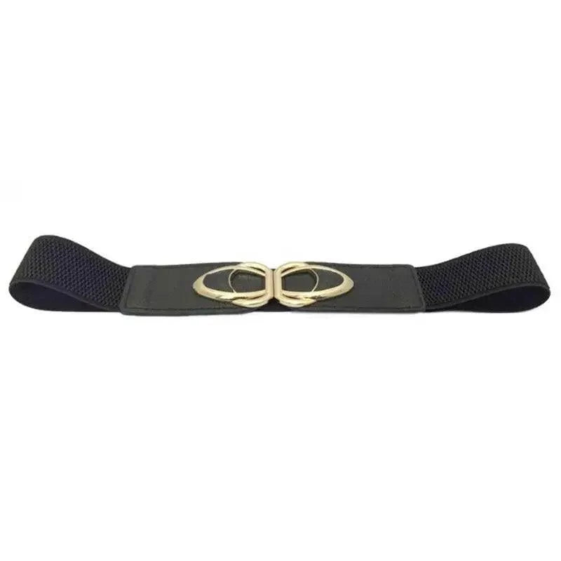 Women's Wide Fabric Stretch Belt Silver Metal Buckle