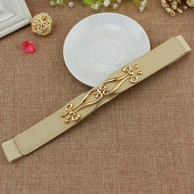 Women's Wide Fabric Stretch Belt Silver Metal Buckle